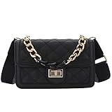 Hanbella Crossbody Purse for Women - Cute Quilted Leather Shoulder Bag with Gold Chain Strap for Teen Girls - Womens Clutch