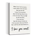 I Love You More Canvas Print Art, I Love You More Wall Art, I Love You More Wall Decor, Family and Bedroom Wall Decor, Love Poems, When I Say I Love You More Poster, Framed Art