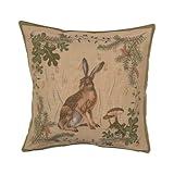Charlotte Home Furnishings Decorative Pillow Covers for Couch 19x19 in, Tapestry Throw Pillow Cover for Living Room Bed Decor, The Hare French Country Sofa Cushion Cases, Soft Cotton Jacquard Woven