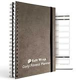 SaltWrap Daily Fitness Planner - Gym Workout Training Log, Weightlifting Exercise Journal, and Food/Diet Tracker - Daily and Weekly Pages, Goal Tracking, Spiral-Bound, 7 x 10 inches