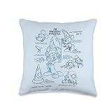 Disney Ink and Paint Sorcerer Mickey Mouse Model Sheet 1940 Throw Pillow