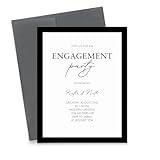Black and White Engagment Party Invitations With Envelopes, Personalized Engagment Party Invitation Cards With Border, Classy Engagement Party Invites, Your choice of Quantity and Envelope Color