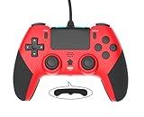GAMFAMI Wired Controller Gamepad for Playstation 4 with Advanced Programming Buttons Dual Vibration Shock Joystick Gamepad for PS4/PS4 Slim/PS4 Pro and PC (Red)