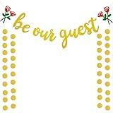 Be Our Guest Gold Sign Banner - Reception Banner for Beauty And The Beast Party, Bridal Shower, Wedding, Engagement, Bachelorette, Baby Shower, Birthday, Housewarming Decorations