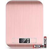 Mik-Nana Food Scale Pink, 10kg/22lb Digital Kitchen Scale Weight Grams and Oz for Baking and Cooking, 1g/0.1oz Precise Graduation, Easy Clean Stainless Steel