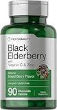 Horbaach Black Elderberry with Vitamin C and Zinc | 90 Chewable Tablets | Mixed Berry Flavor | Immune Support Complex | Vegetarian, Non-GMO, and Gluten Free Supplement