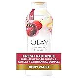 Olay Body Wash for Women, Fresh Radiance, Refreshing & Renewing, Made with Plant Based Cleansers, B3 Botanical Complex, For All Skin Types, Black Cherry & Vanilla Scent, 22 fl oz