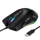 HXMJ RGB LED Gaming Mice,Wired USB C Port for Apple MacBook,Computer or Laptops with Type C Port
