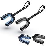 2Pcs Football Mouth Guard, Sports Mouth Guard Football Mouthpiece Youth Mouth Guards with Strap Mouthguards for Youth and Adult Athletes, Boxing, Lacrosse and Hockey