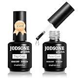 JODSONE 2 Bottles of Top Coat Base Coat Set No Wipe Foundation Combination Bright Surface At Home DIY Nail Salon Girl Gift