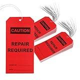 100 pcs Repair Require Tagswith Pre-Attach Wire,PVC Plastic Maintenance Required Tags