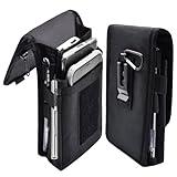 KATOLK Dual Phone Holster,Belt Phone Pouch, Large Smartphone Pouch Cell Phone Holder, Multi-Purpose Tactical Cell Phone Holder for Work, Hiking, Camping, Barbecue, Rescue (Black)