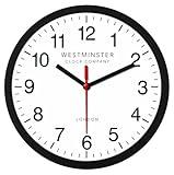 Always Home Westminster Clock Company 8 Inch Quartz Wall Clock (Standard Clock) Non-Ticking/Battery Operated for School Office Classroom