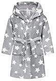 ECGK Soft Hooded Rainbow Bathrobe Sleepwear for Girls Gray Star 6-8 Years