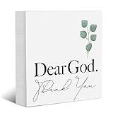 Farmhouse Decorative Signs Plaques Wooden Box Sign Desk Decor, Christian Saying Quote Rustic Religious Wood Block Plaque Box Sign Home Office Decor for Living Room Bedroom Bathroom Kitchen Shelf Table