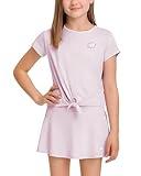 New Balance Girls Active Skirt Set - 2 Piece Performance Short Sleeve T-Shirt and Athletic Skort for Girls (Sizes: 7-12), Size 7-8, Rose Sugar