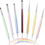7PCS Nail Art Brushes, Nail Design Painting Brush Set with Nail Polish Brush, Nail Liner Brush, Nail Extension Gel Brush, Builder Nail Gel Brush, and Multi-Size Dotting Pens for DIY Nail Art