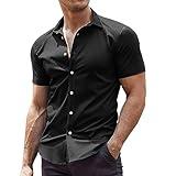 COOFANDY Men's Dress Shirts Regular Fit Wrinkle-Free Short Sleeve Casual Button Down Shirt Black