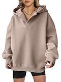 ANRABESS Womens Hoodies Oversized V Neck Sweatshirts Long Sleeve Pullover Casual Fall Teen Girls Preppy Clothes 2025 Trendy A1562 Coffee Grey XL