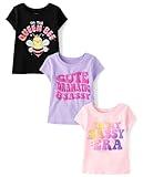 The Children's Place,Baby Girls,and Toddler Assorted Everyday Short Sleeve Graphic T-Shirts,Multipacks,Sassy Era 3-Pack,4 Years