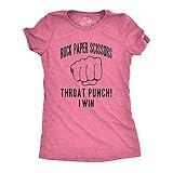 Womens Rock Paper Scissors Throat Punch T Shirt Funny Sarcastic Humor Tee Girls Funny T Shirts Cool Sarcastic Top Women's Novelty Tees Pink M