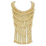Coiris Wooden Beaded Necklace for Women Boho African Long Multi Strand Chunky Layered Strand Necklace Handmade Jewelry(N0123-Beige)