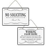 Working from Home Sign,Do Not Knock or Ring Bell Leave Packages at Door No Soliciting PVC Sign for Front Door Home Based Business Sign white (8 X12 inch)