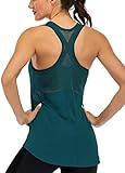ICTIVE Workout Tank Tops for Women Sleeveless Yoga Tops for Women Mesh Racerback Backless Running Gym Shirts Dark Green M