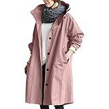 UOFOCO Women's Hooded Anoraks Raincoats Trenchcoats Casual Loose Windbreaker Long Jacket Plus Size Warm Outwear Coat (S-5XL)