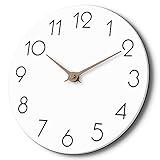 cicininc 14 Inch Wall Clock - Wooden Silent Wall Clocks Battery Operated Non Ticking, Modern Simple Clock for Bathroom, Office, Bedroom, Home, Kitchen, Living Room(White)