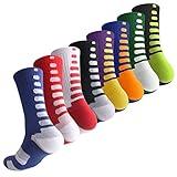OLCHEE Boys Sock Basketball Soccer Hiking Ski Athletic Outdoor Sports Thick Calf High Crew Socks 8 Pack C, Size M