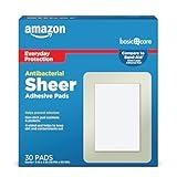 Amazon Basic Care Sheer Adhesive Pad Bandages, Extra Large Comfortable Non-Stick Pad, All Skin Types, 30 Count (3x4 inches)