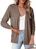 Dokotoo Fall Outfits for Women 2025 Trendy Casual Cardigan Sweaters for Women V Neck Long Sleeve Open Front Button Up Hollow Out Cardigans Sweater Tops Cute Cozy Wool Blend Womens Clothes Coffee M