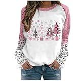 Black Froday Deals Merry Christmas Sweatshirts for Women Xmas Tree Print Leopard Long Sleeve Crewneck Pullover Tops Casual Holiday Shirt Christmas Sweatshirts for Women