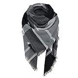 Zando Womens Winter Scarves Warm Scarfs for Women Christmas Oversized Scarf Womens Winter Large Tartan Scarves Lightweight Tassel Scarf for Women Winter Grey Scarf One Size