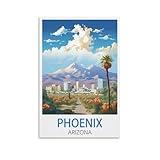 CNAHEIX Phoenix Arizona Vintage Travel Poster Mountain 12x18inch(30x45cm) Canvas Wall Art Print Painting for Wall Decor Living Room Bedroom
