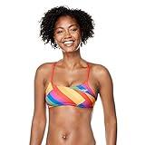 Speedo Women's Standard Swimsuit Top Bikini Endurance Strappy Back Demi, Pride Sliced Squares, Small