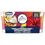 Glade 1-Wick Scented Candle Jar, 2in1 Hawaiian Breeze & Vanilla Passion Fruit, Air Freshener Infused with Essential Oils, 4.08 Oz, 2 Count