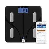 Weight Watchers Scales by Conair Smart Scale for Body Weight, Digital Bluetooth Smart Bathroom Scale with Body Fat, Muscle, and BMI in Black