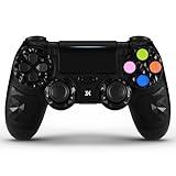 Wireless Controller for PS4, Compatible with Sony PlayStation 4/Pro/Slim, Gamepad with USB Cable, Dual Vibration 6-Axis Control, Touch Pad, Built-in Speaker & Stereo Headphone Jack(Black)