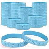 CrateGurus Co. Light Blue Awareness Ribbon 50 Pcs Silicone Bracelets Bulk Graves Thyroid Disease Lymphedema Prostate Cancer Awareness Products for Trisomy 18 Cushing Syndrome Chronic Illness