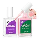 Nail Growth Treatment and Dehydrator Kit: Milky Pink 2-in-1 15ml Repair Kit for Weak Damaged Nails - Acid-Free Prep Protein Formula - Salon & Home Use for DIYers Sensitive Skin