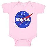 Ink Trendz NASA Meatball Logo Space Exploration Moon Cotton Baby BodySuit Romper Onesie (6 Months, Pink)