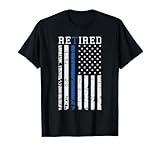 Thin Blue Line American Flag Retired Law Enforcement T-Shirt