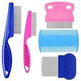 5 Pack Flea Lice Comb,Stainless Steel Dog Cat Grooming Combs with Rounded Teeth,Double Sided Professional Pet Tear Stain Remover,Dematting Tool for Small, Ideal for all pet