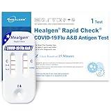 Healgen Rapid Check COVID-19, Flu A&B Antigen Test Kit, The First FDA Authorized OTC 3-in-1 Flu & COVID Home Test, Easy to Read Dual Windows, Results in 15 Mins, 18-Month Shelf Life, 1 Test