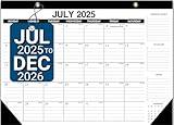 Desk Calendar 2025-2026 - 18-Month Large Desk/Wall Calendar, Jul 2025 - Dec 2026, 17" x 12", Thick Paper, Large Ruled Blocks, Clear Plastic Cover – Perfect for Home School & Office Organization