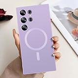 Omio Magnetic Silicone Case for Galaxy S24 Ultra Compatible with MagSafe, Matte Soft TPU Silicone All-Inclusive Camera Lens Film Shockproof Cover for Women Men, Purple