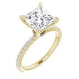 3 CT Princess Moissanite Band Ring for Women 925 Sterling Silver and Solid Gold D Color VVS1 Clarity Hidden Halo Promise Rings for Her Trending Valentine gifts for her