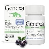 Genexa Kids Allergy Care | Drug Free, Non-Drowsy Children's Allergy & Decongestant Remedy | Vegan & Non-GMO | Homeopathic Relief Made Clean | Organic Acai Berry Flavor | 60 Chewable Tablets Ages 3-11